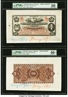 Colombia Banco Nacional de los Estados Unidos de Colombia 50 Pesos 1.3.1881 Pick 145p1; 145p2 Face and Back Proofs PMG About Uncirculated 50; Extremel...