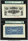 Colombia Banco Hipotecario 100 Pesos 1.10.1881 Pick S515p1; S515p Front and Back Proofs PMG Uncirculated 61; Uncirculated 62. A desirable set of face ...