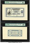 Colombia Banco Industrial 5 Pesos 1918 (ND 1923) Pick S553p1; S556p2 Front and Back Proofs PMG Choice Uncirculated 63; Gem Uncirculated 66 EPQ. A well...