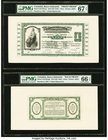 Colombia Banco Industrial 1 Peso 1918 (ND 1919; ND 1922) Pick S551p1; S554p2 Front and Back Proofs PMG Superb Gem Unc 67 EPQ; Gem Uncirculated 66 EPQ....