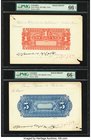 Colombia Banco Popular de Bolivar 1; 5 Pesos ND (1883-86) Pick S761p2; S762p2 Two Back Proofs PMG Gem Uncirculated 66 EPQ (2); Colombia Banco Popular ...