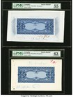 Colombia Banco de Rio Hacha 50 Centavos ND (1883) Pick S817p Two Back Proofs PMG About Uncirculated 55; Choice Uncirculated 63. A lovely set of back p...