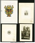 Colombia Archival Lot of 1919 Vignettes, Seals and Photo. Included in this lot are two vignettes, a photo, an embossed seal and two coat of arms along...