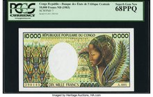 Congo Banque des Etats de l'Afrique Centrale 10,000 Francs ND (1983) Pick 7 PCGS Superb Gem New 68PPQ. A gorgeous high grade largest denomination from...