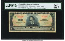 Costa Rica Banco Nacional 10 Colones 16.9.1941 Pick 205b PMG Very Fine 25. This interesting and very rare Waterlow & Sons printed denomination is seld...