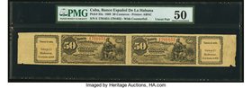 Cuba El Banco Espanol de la Habana 50 Centavos 28.10.1889 Pick 33a Uncut Pair PMG About Uncirculated 50. A well preserved pair of 50 centavos from the...
