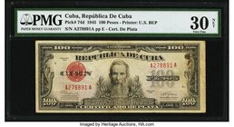 Cuba Republica de Cuba 100 Pesos 1945 Pick 74d PMG Very Fine 30 Net. A surviving 1945 dated 100 pesos from the silver certificate issue. Only 3 exampl...