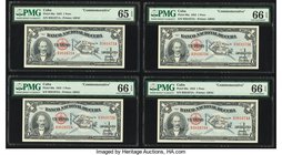 Cuba Banco Nacional de Cuba 1 Peso 1953 Pick 86a Eight Consecutive Commemorative Examples PMG Gem Uncirculated 65 EPQ (2); Gem Uncirculated 66 EPQ(6)....