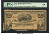Cuba Empresa del Acueductor de Cardenas 3 Pesos ND (1870) Pick S112r Remainder PMG Fine 12 Net. The name of the issuer translates to the Aqueduct Comp...
