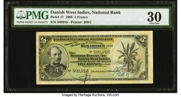 Danish West Indies National Bank 5 Francs 1905 Pick 17 PMG Very Fine 30. An always desirable Caribbean issue that circulated in the Dutch colony in th...