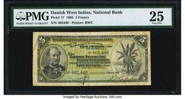 Danish West Indies National Bank 5 Francs 1905 Pick 17 PMG Very Fine 25. A pleasing and original example of this popular initial denomination. Handsom...