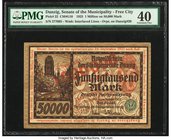 Danzig Senate of the Municipality 1 Million on 50,000 Mark 20.3.1923 Pick 22 PMG Extremely Fine 40. An intriguing inflationary issue that utilized a s...