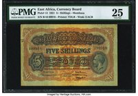 East Africa Currency Board, Mombasa 5 Shillings 15.12.1921 Pick 13 PMG Very Fine 25. A scarce and popular early type, issued when the capital of East ...