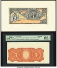 Ecuador Banco Comercial y Agricola 5 Sucres ND (1907-25) Pick S127p Front and Back Proofs About Uncirculated; PMG Gem Uncirculated 66 EPQ. A lovely pa...