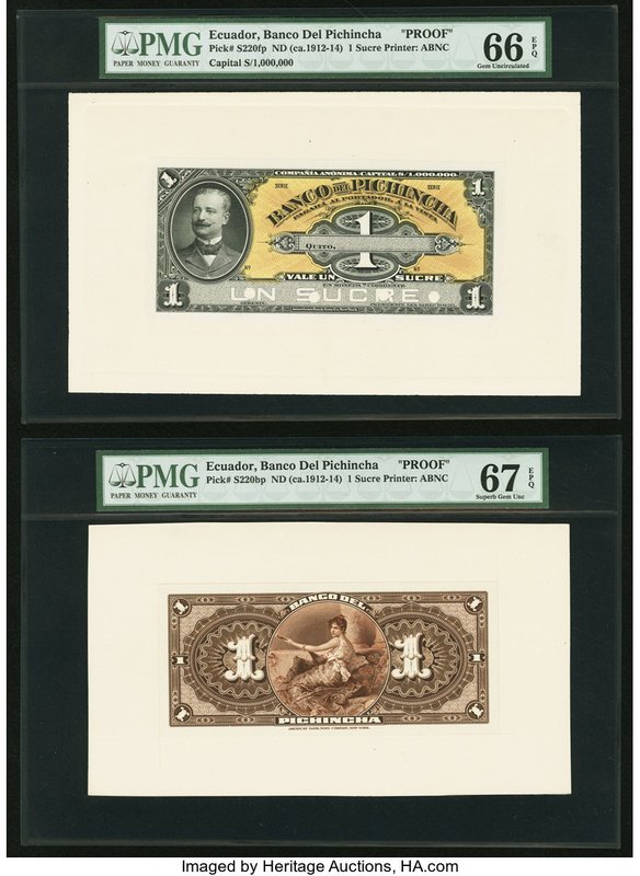 Ecuador Banco del Pichincha 1 Sucre ND (ca.1912-14) Pick S220fp; S220bp Front an...