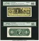 El Salvador Banco Occidental 1 Peso 30.11.1899 Pick S171fp; S171bp Front and Back Uniface Proofs PMG Gem Uncirculated 66 EPQ; Gem Uncirculated 65 EPQ....