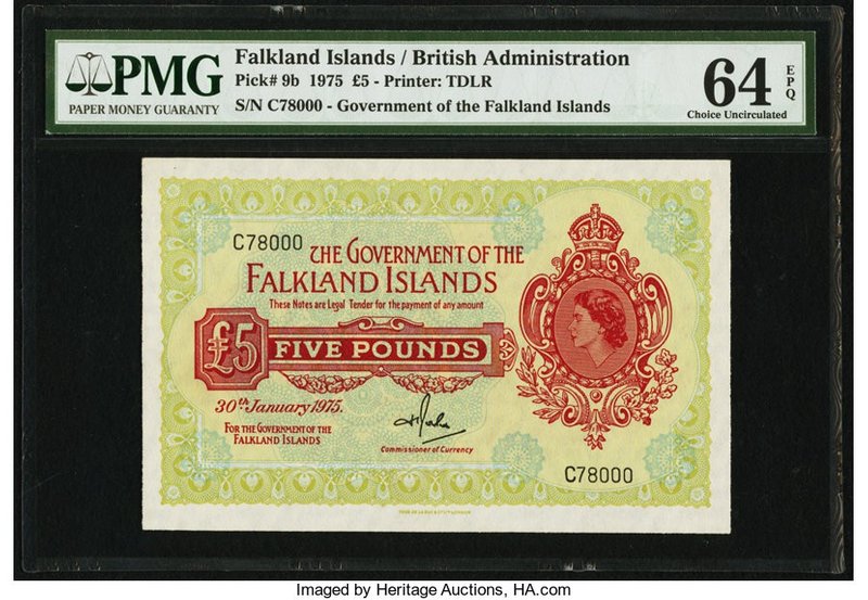 Falkland Islands Government of the Falkland Islands 5 Pounds 30.1.1975 Pick 9b P...