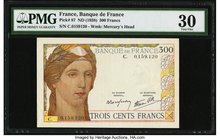 France Banque de France 300 Francs ND (1938) Pick 87 PMG Very Fine 30. An unusual denomination, this design was held in reserve by the Banque de Franc...