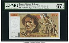France Banque de France 100 Francs 1978 Pick 153 PMG Superb Gem Unc 67 EPQ. Not to be confused with pick 154, this is the scarcer 1978 variety before ...