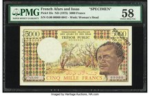 French Afars & Issas Tresor Public 5000 Francs ND (1975) Pick 35s Specimen PMG Choice About Unc 58. This will be the first time that we have offered t...
