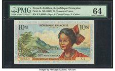 French Antilles Institut d'Emission des Departements d'Outre-Mer 10 Nouveaux Francs ND (1963) Pick 5a PMG Choice Uncirculated 64. An always desirable ...