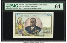 French Equatorial Africa Institut d'Emission de l'Afrique Equatoriale Francaise et du Cameroun 100 Francs ND (1957) Pick 32 PMG Choice Uncirculated 64...