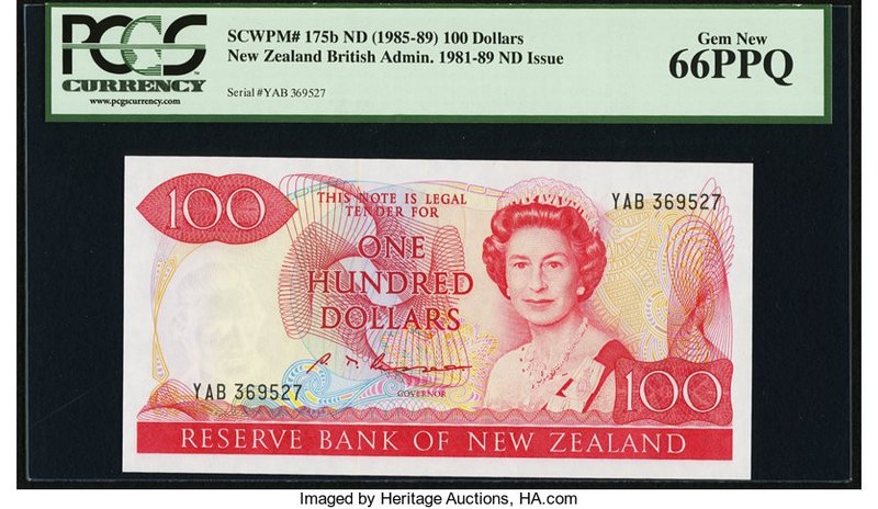 New Zealand Reserve Bank of New Zealand 100 Dollars ND (1985-89) Pick 175b PCGS ...