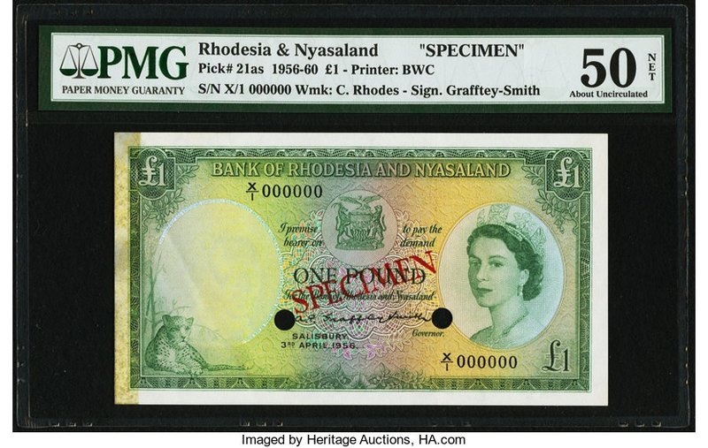 Rhodesia and Nyasaland Bank of Rhodesia and Nyasaland 1 Pound 1956-60 Pick 21as ...