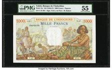 Tahiti Banque de l'Indochine 1000 Francs ND (1940-1957) Pick 15c PMG About Uncirculated 55. The African design used across many locales by the Banque ...