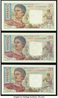 Tahiti Banque de l'Indochine 20 Francs ND (1951); ND (1954-58); ND (1963) Pick 21a; 21b; 21c Three Examples Extremely Fine to Uncirculated (3). A plea...