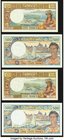 Tahiti Institut D'Emission D'Outre-Mer, Papeete Assortment of Denominations from 1971 to 1985 Crisp Uncirculated (9). A beautiful, colorful grouping, ...