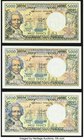 Tahiti Institut D'Emission D'Outre-Mer 5000 Francs ND (1971); ND (1982); ND (1985) Picks 28a; 28c; 28d Three Examples About Uncirculated to Uncirculat...