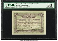 Timor Banco Nacional Ultramarino 1 Pataca 1.1.1910 Pick 1 PMG About Uncirculated 50. The smallest denomination from the first issue from Timor. Althou...