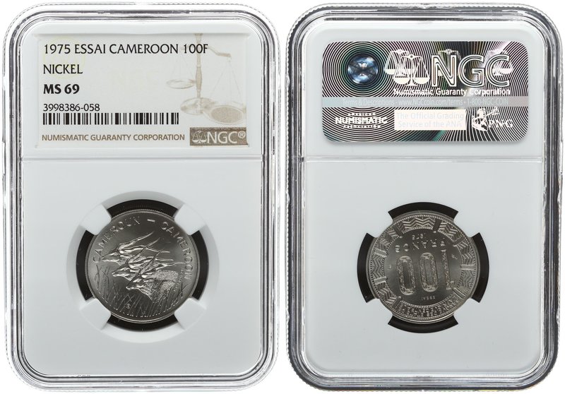 Cameroon 100 Francs 1975. NGC MS 69