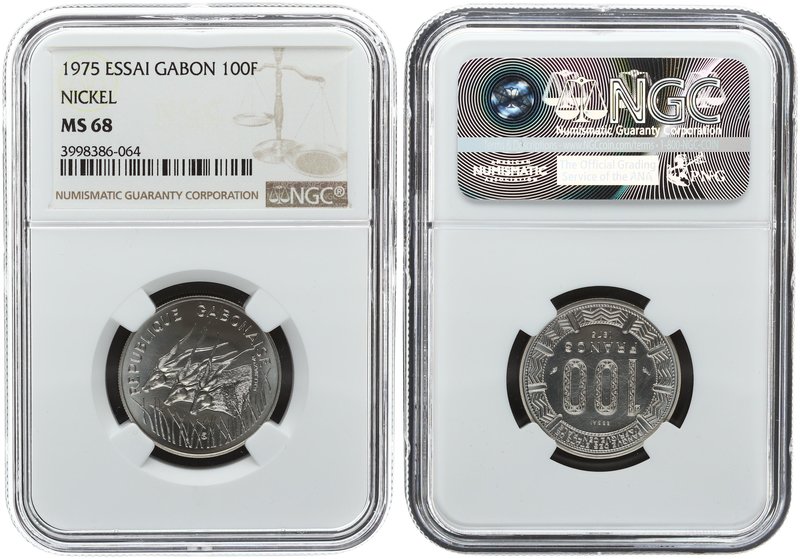 Gabon 100 Francs 1975. NGC MS 68