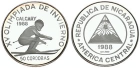 Nicaragua 50 Cordobas 1988. Calgary '88
