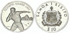 Samoa 10 Dollars 1991. Tanumafili II XXV Summer Olympics