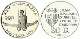 Andorra 20 Diners 1988. Gymnast on rings