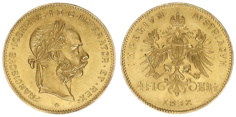 Austria 4 Florins / 10 Francs 1892