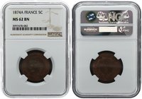 France 5 Centimes 1874-A. NGC MS62