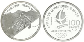 France 100 Francs 1989. Alpine Skiing