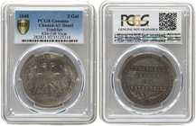 Germany 2 Gulden 1848. PCGS AU DETAIL