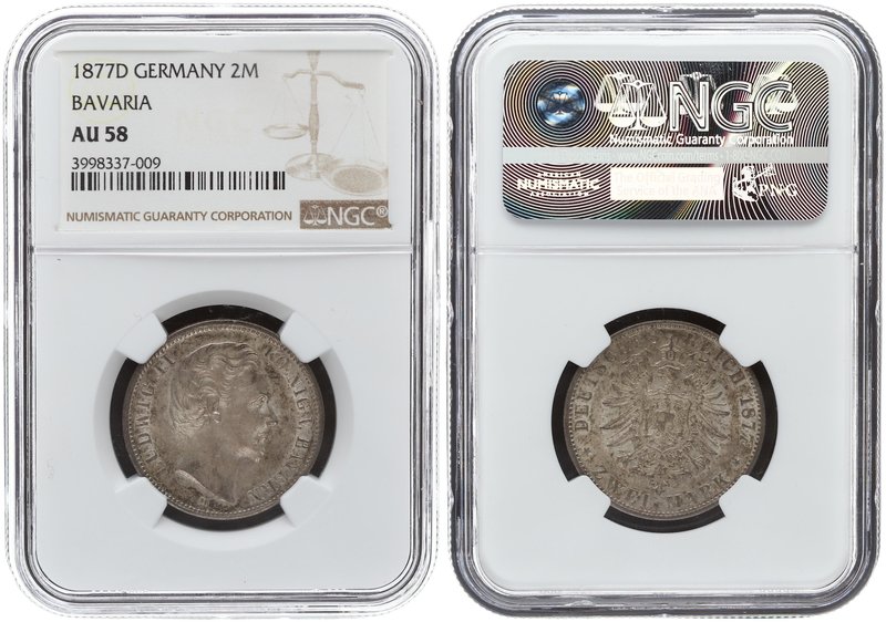 Germany 2 Mark 1877. NGC AU 58