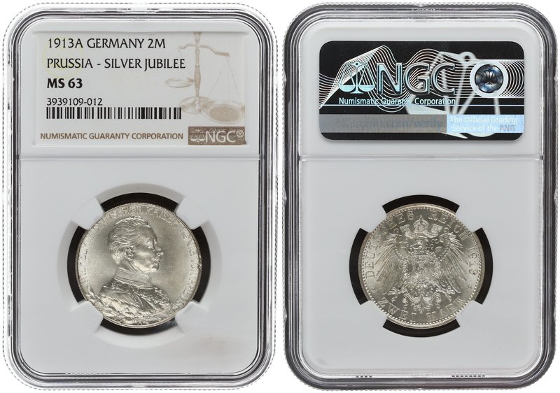 Germany 2 Mark 1913. NGC MS 63