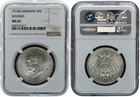 Germany - Bavaria 3 mark 1914. NGC MS 62