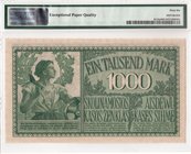 Germany 1000 Mark banknote 1918. PMG 66. Max Grade