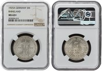 Germany 3 Reichsmark 1925. NGC MS 63+