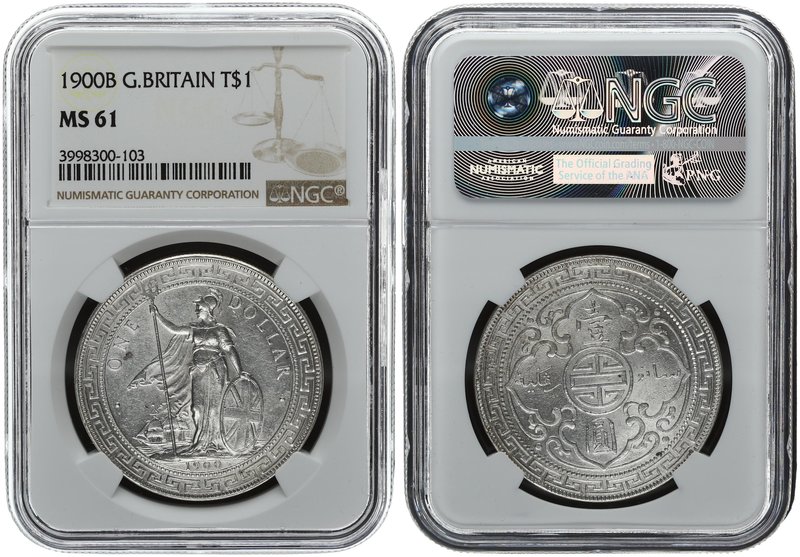 Great Britain 1 Trade Dollar 1900-B. NGC MS 61