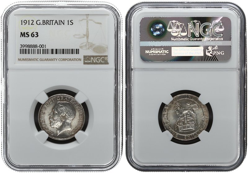 Great Britain 1 Shilling 1912. NGC MS 63