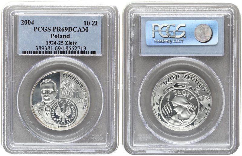 Poland 10 Zlotych 2004. PCGS PR 69 DCAM